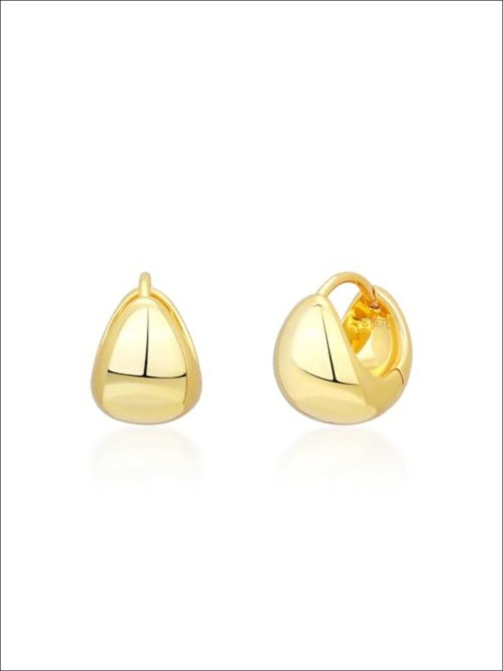 18K Gold Plated Teardrop Hoop Earrings Hypoallergenic Lightweight Huggie